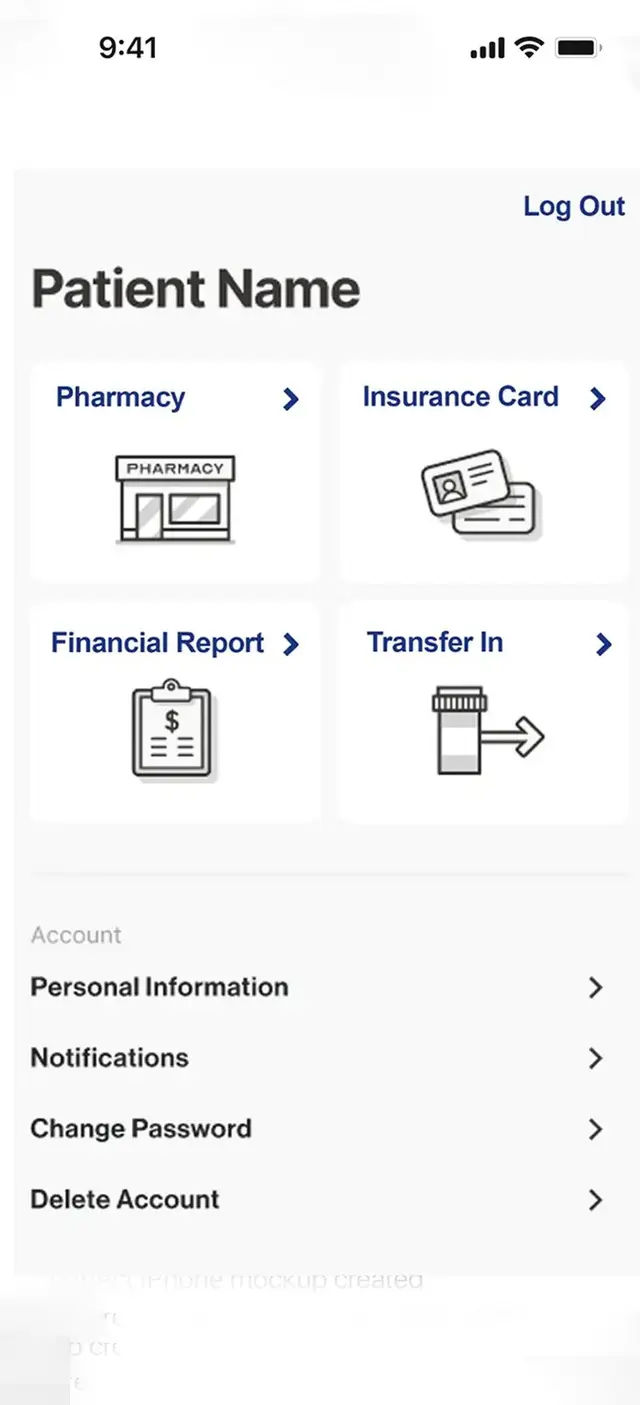 RX365 client portal screen
